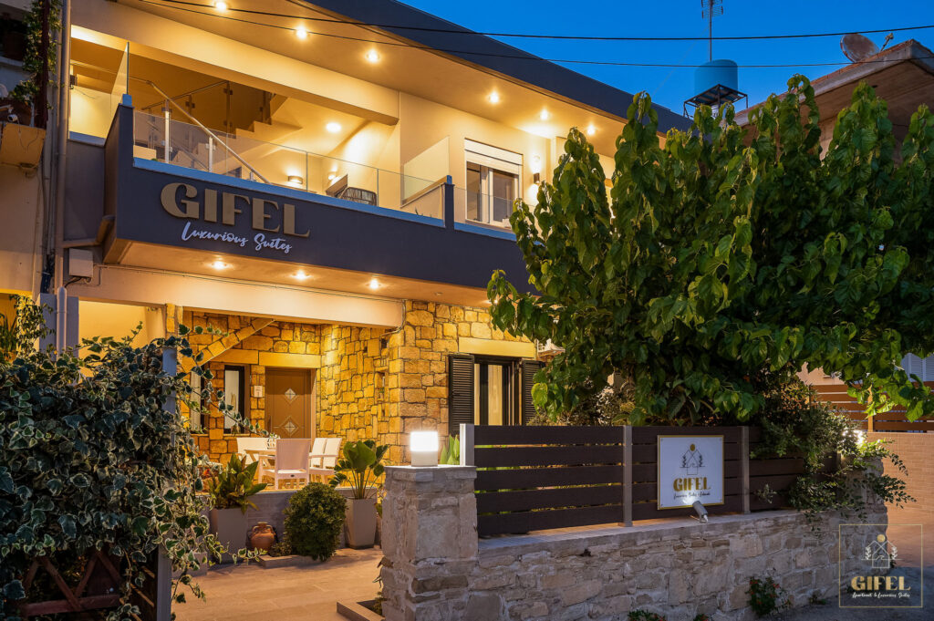 Entrance to GIFEL Luxurius Suites in Kalamaki Crete