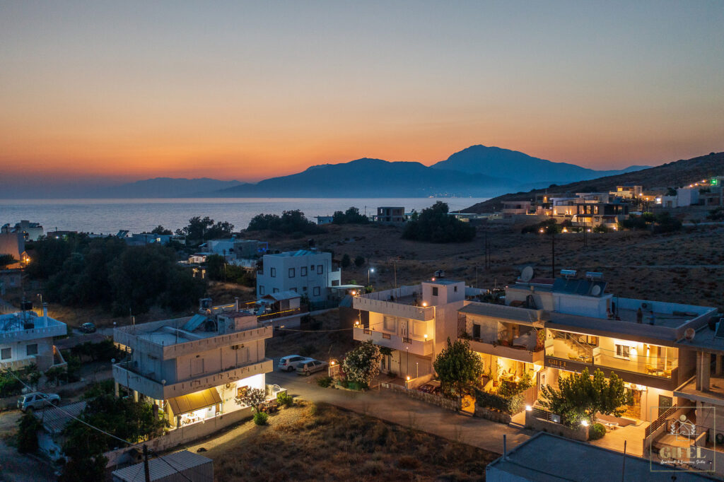 Aerial view to GIFEL Luxurius Suites in Kalamaki Crete